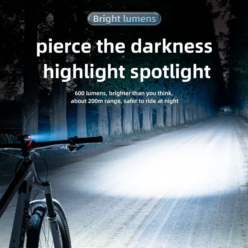 USB-C Rechargeable Bike Light 400–800LM Waterproof Front Headlight