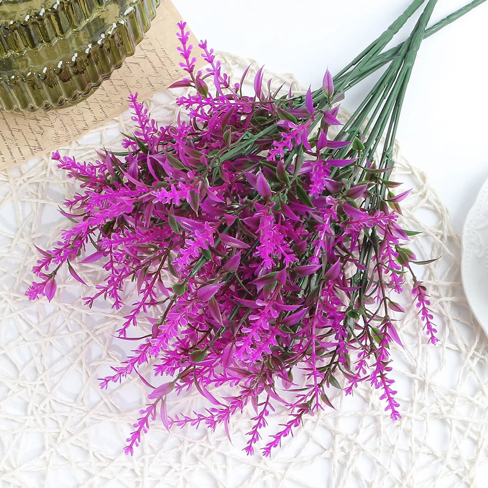 Artificial Flower Plastic Lavender Fake Plant Wedding Home Garden Decoration Bridal Bouquet Photography Props Household Products 