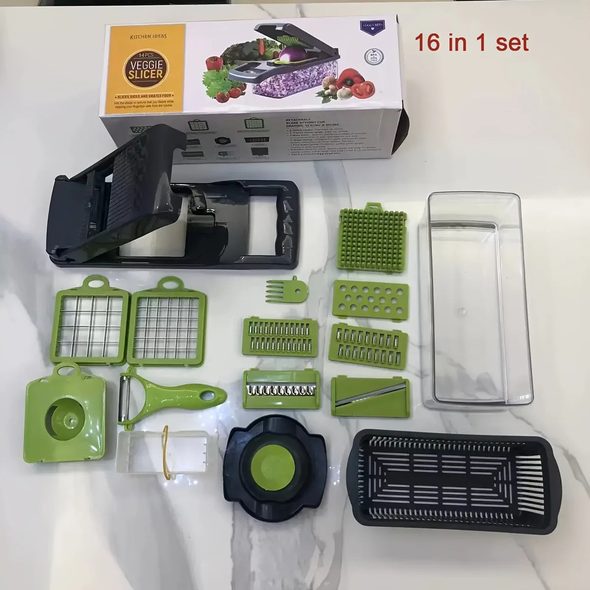 Vegetable Slicer & Dicer Set with Interchangeable Blades