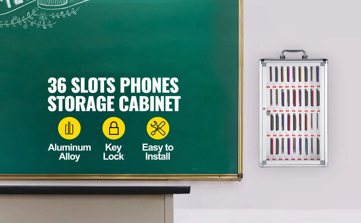 36 Gözlü Kilitlenebilir Cep Telefonu Saklama Dolabı Duvara Monte Organizer