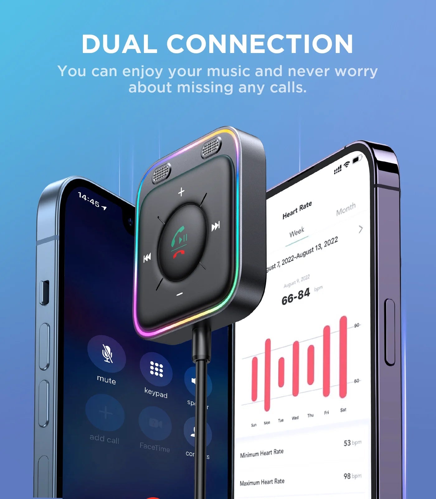 Joyroom Bluetooth 5.4 Car Adapter With Dual Mics Noise Cancellation AUX Bluetooth Wireless Receiver Car Kit Plug-and-Play 