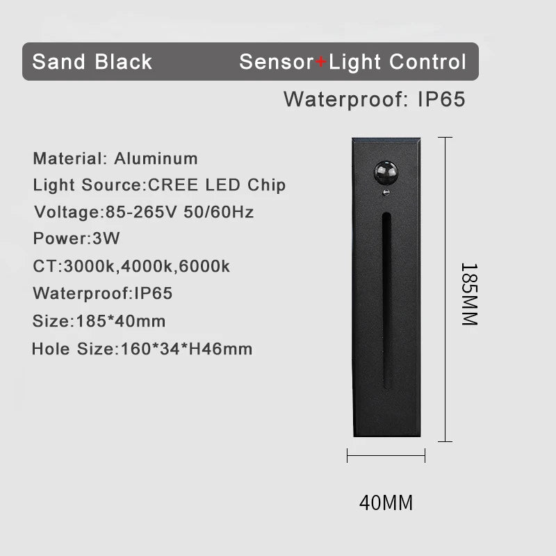 Recessed LED Stair Light - Sensor Options