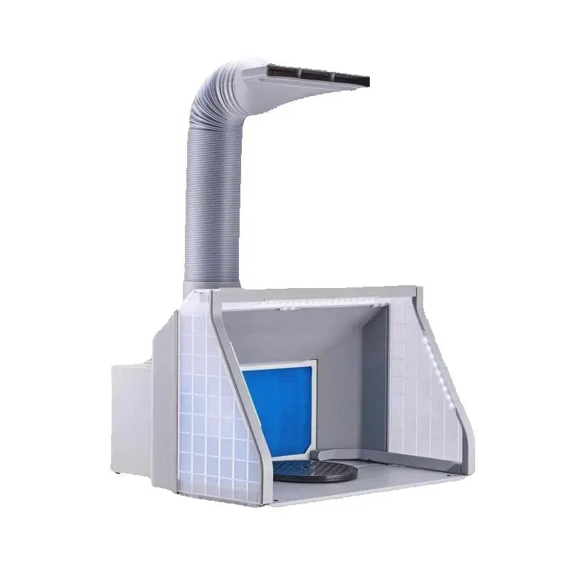 Draagbare Airbrush Spuitcabine met Dubbele Ventilatoren, LED-verlichting en Slang