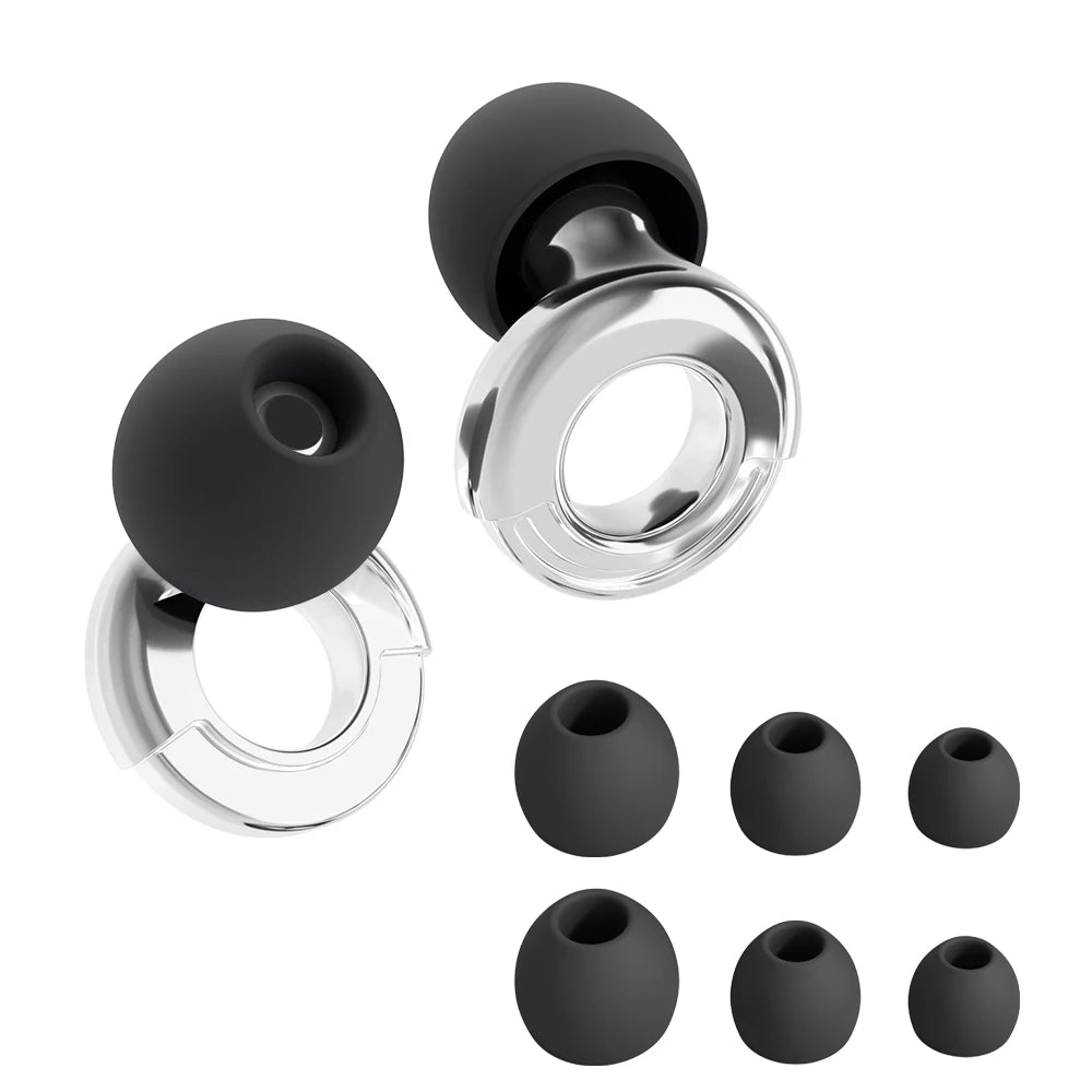 HUAK Quiet Ear Plugs for Noise Reduction – Super Soft, Reusable Hearing Protection for Sleep,Swim, Work 8 Ear Tips in XS/S/M/L 