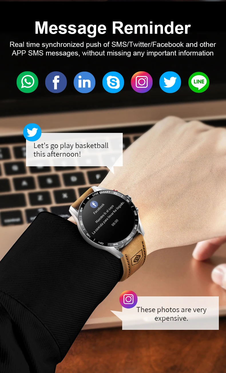 LIGE 2024 New Rugged Military GPS Smart Watch Men AMOLED HD Screen Heart Rate Bluetooth Call Waterproof Outdoor SmartWatch 