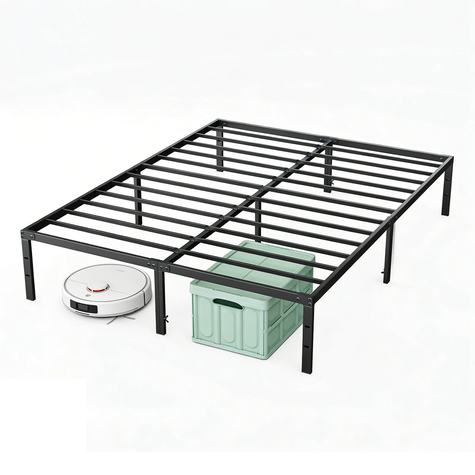 18 Inch Metal Platform Bed Frame with Storage Space & Steel Support