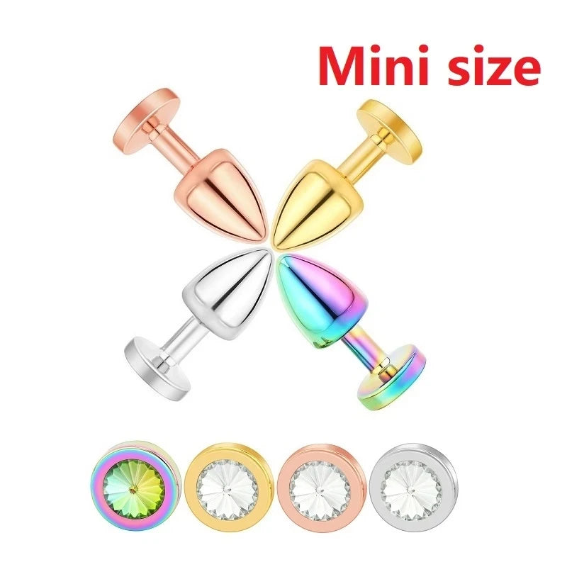 Small Size Metal Anal Beads Butt Plug Mini Rainbow Rose gold Butt Plug Crystal Jewelry Trainer Anal Dildo Masturbation Sex Toy 