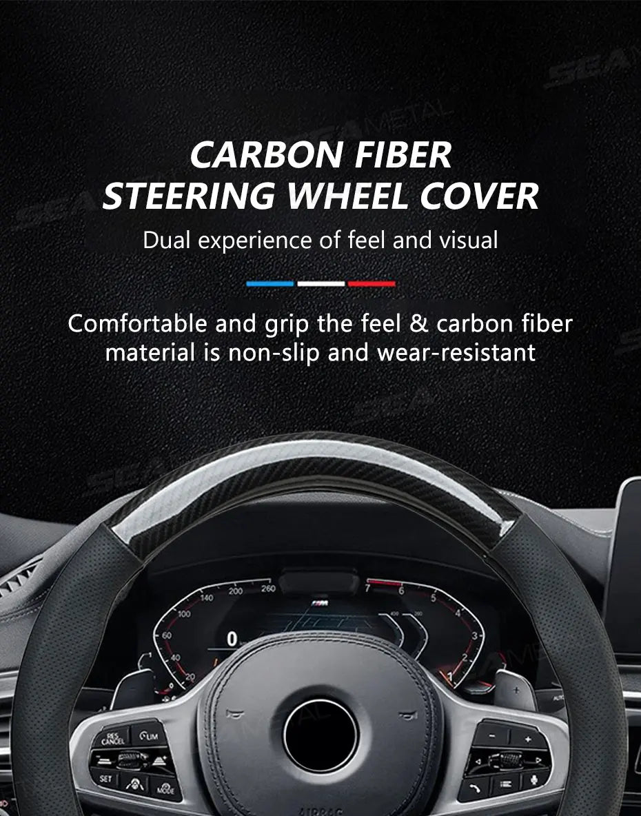 SEAMETAL Heavy-Duty Car Steering Wheel Cover Universal Steer Wheel Protector for 37-39cm Breathable Anti-Slip Protection Cover