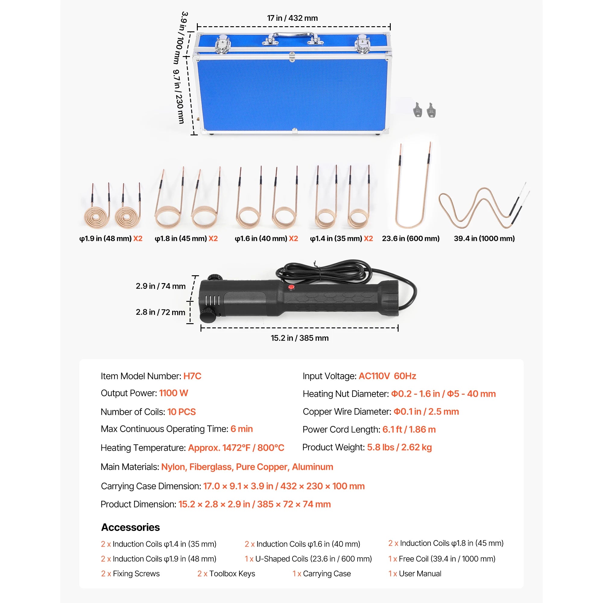 SucceBuy Induction Heater Bolt Removal Nut Buster Tool Mini Heating Machine for Rusty Screw Removing Car Garage Repairing Tools