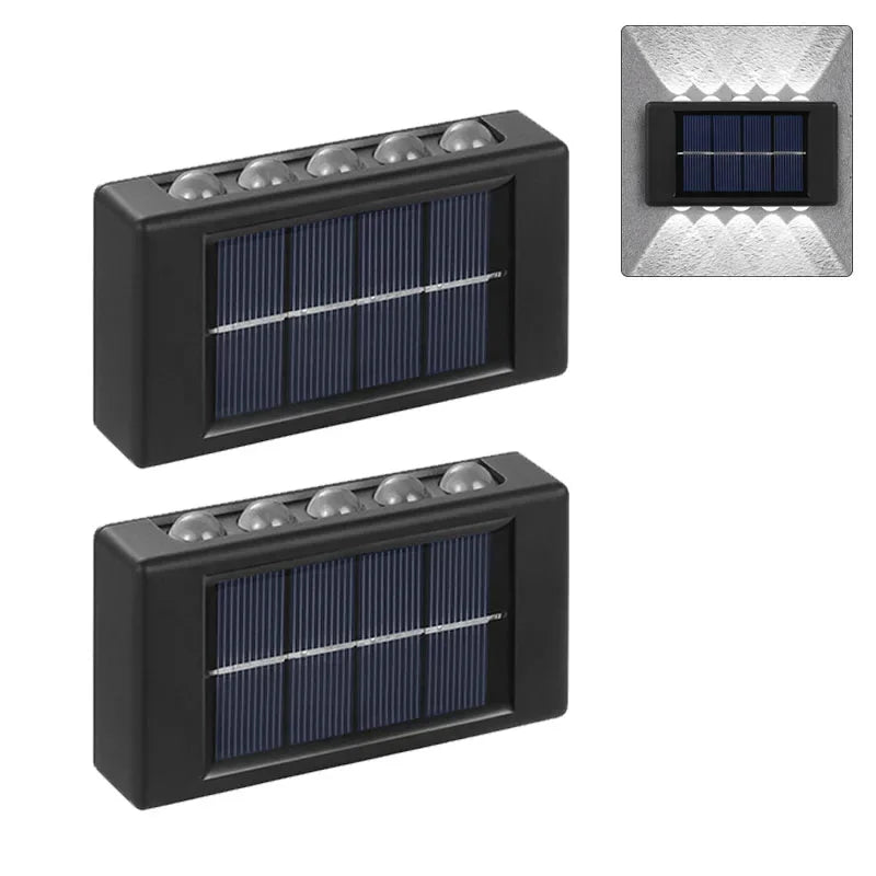 Solar Wall Light, IP65, 6 or 10 LED, White or Warm