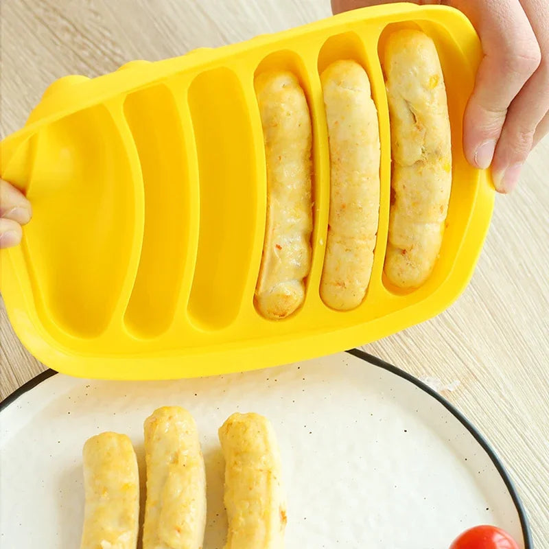Six-Cavity Silicone Sausage Mould with Lid