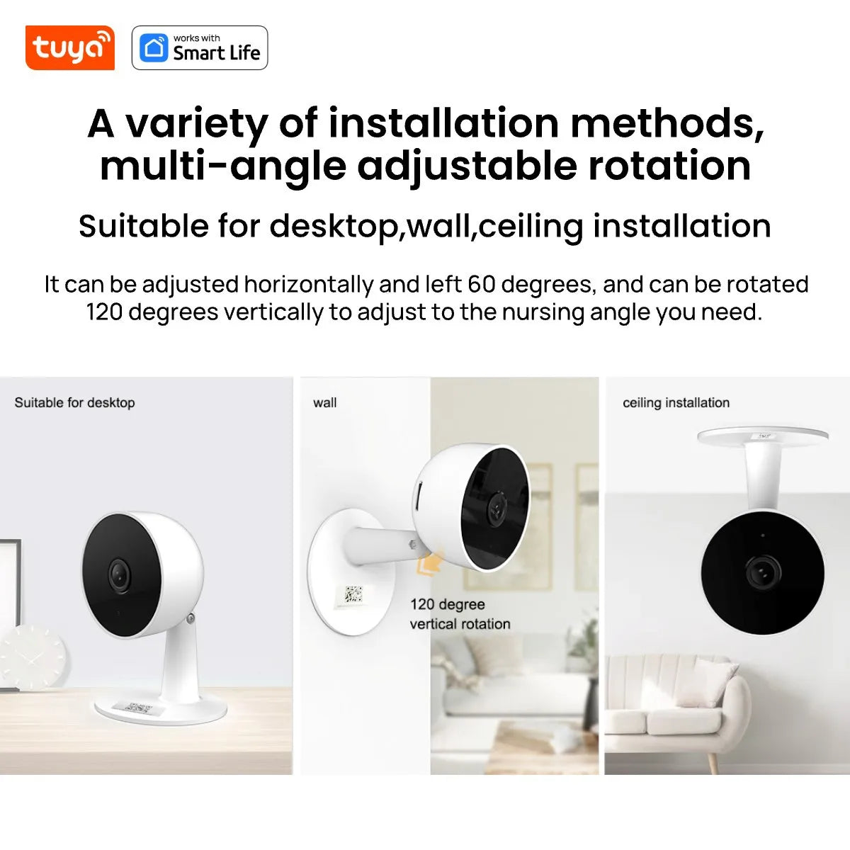 Tuya Smart 1080p Wi-Fi Smart Home Security Camera 2MP, HD,Real-time APP Alerts, 2-Way Audio, with Motion Tracking for Baby & Pet 