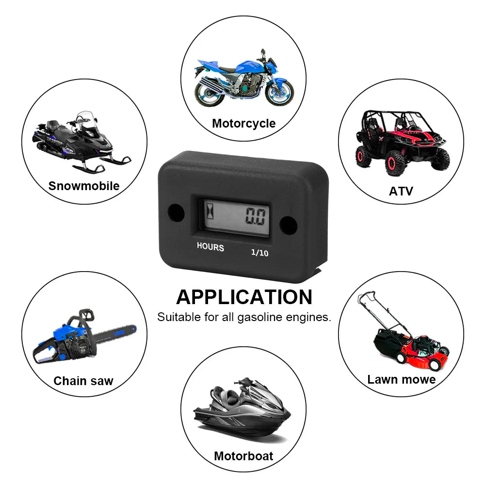 Tachometer 100-30000 RPM Meter Gauge Digital Tach Hour Tester Motorcycle Accessories for ATV Lawn Mower 2/4 Stroke Electric Saw