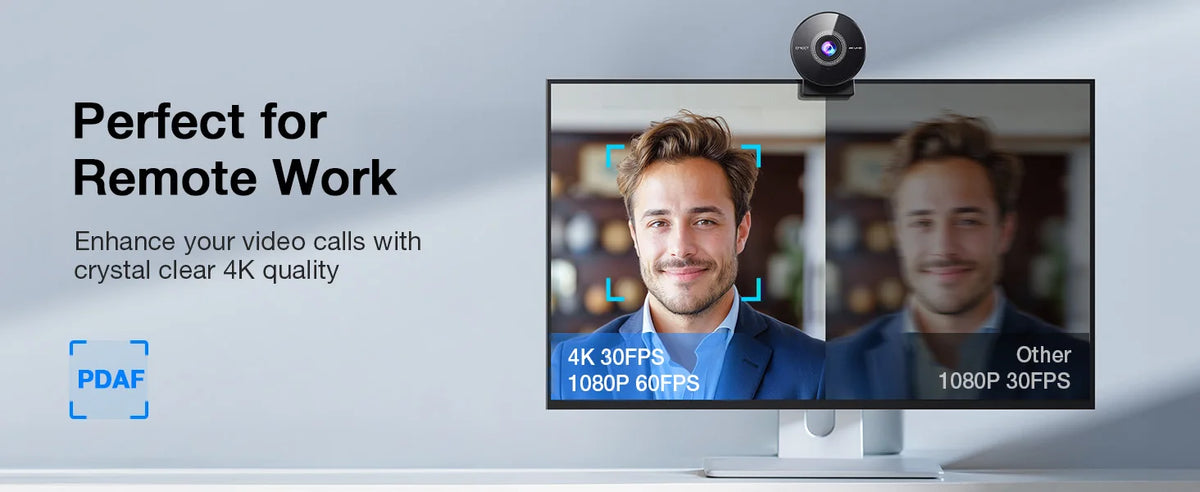 4K USB Webcam with Microphone, 1080P 60fps, Auto Focus