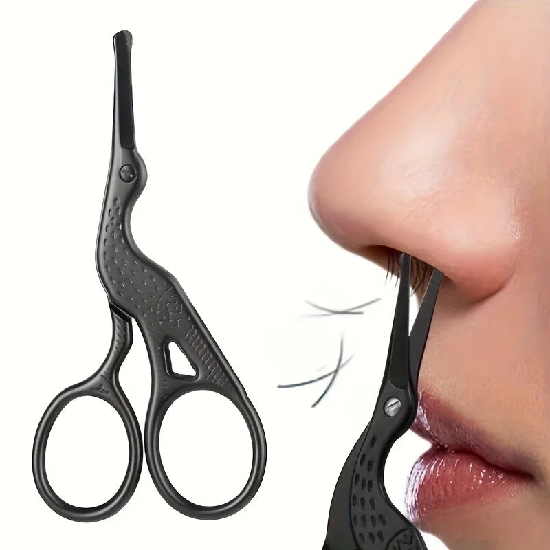Round Head Stainless Steel Nose Hair Scissors Stork Type BeautyScissors ForEyebrows Nose Hair Beard Ear Hair Eyebrow Scissors 