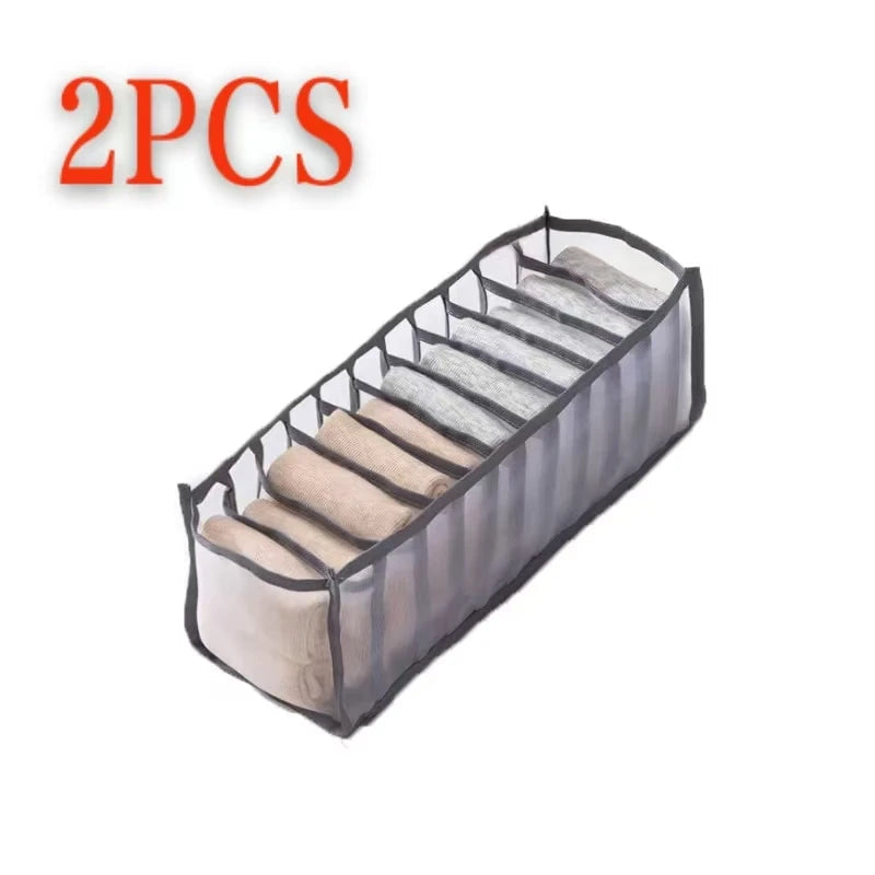 11 Compartment Home Collapsible Underwear Storage Box Nylon Organizing Dormitory Storage Bra Organizing Breathable Mesh Bag 