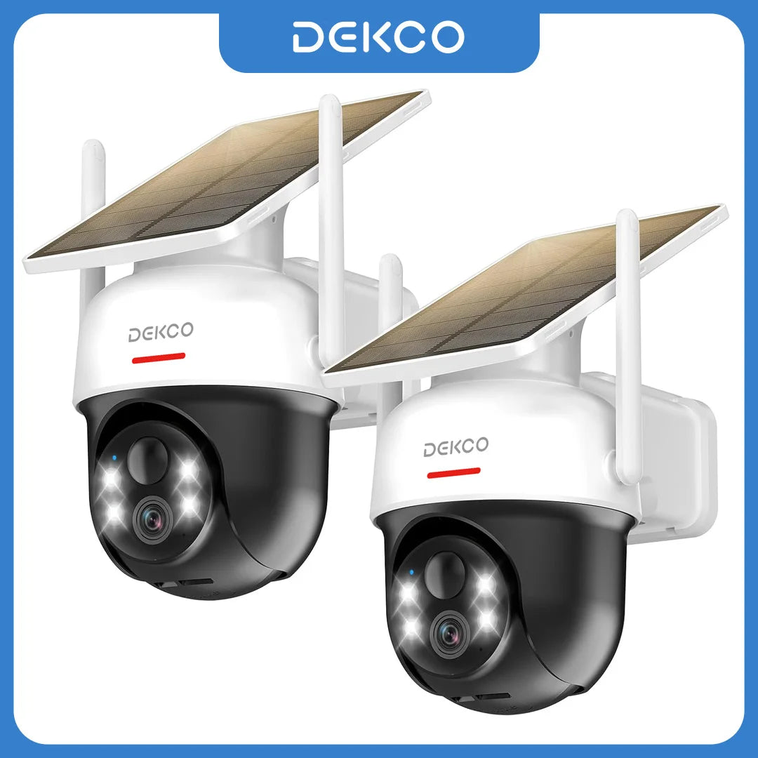 DEKCO Solar WiFi Outdoor PTZ Security Camera 3MP, 5000mAh