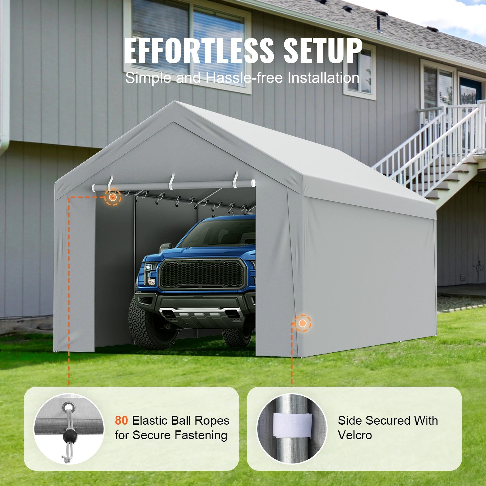 Cubierta de reemplazo para garita de coche Succ e Buy Carport Carport Replacement Cover Garage Top Tent Shelter Tarp Heavy-Duty Waterproof & UV Protected (Estructura no incluida)
