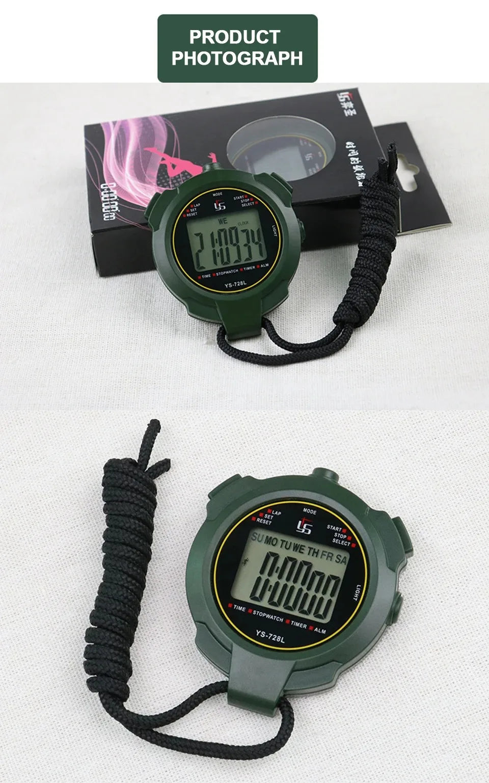 YS-728L Digital Stopwatch with Countdown and Backlight