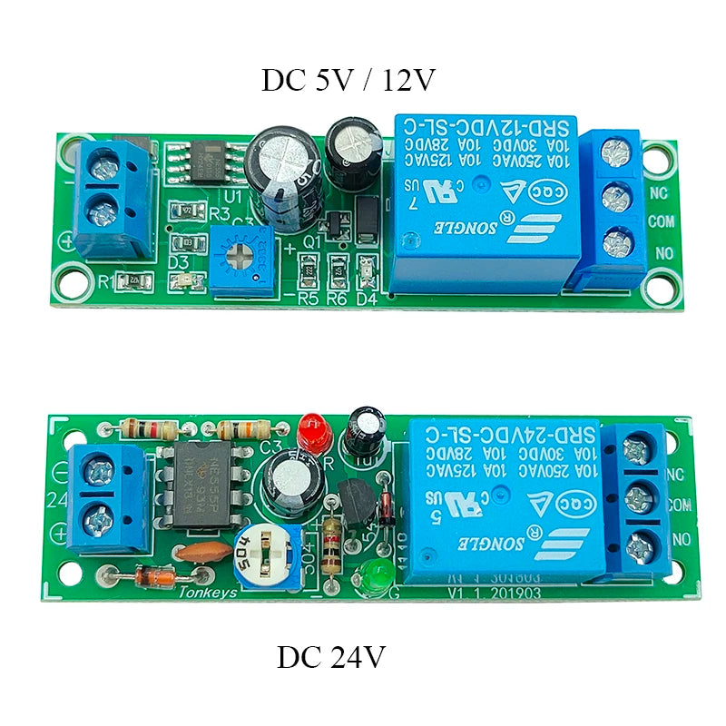 DC Power-On Delay Relay Module, 5/12/24V Options