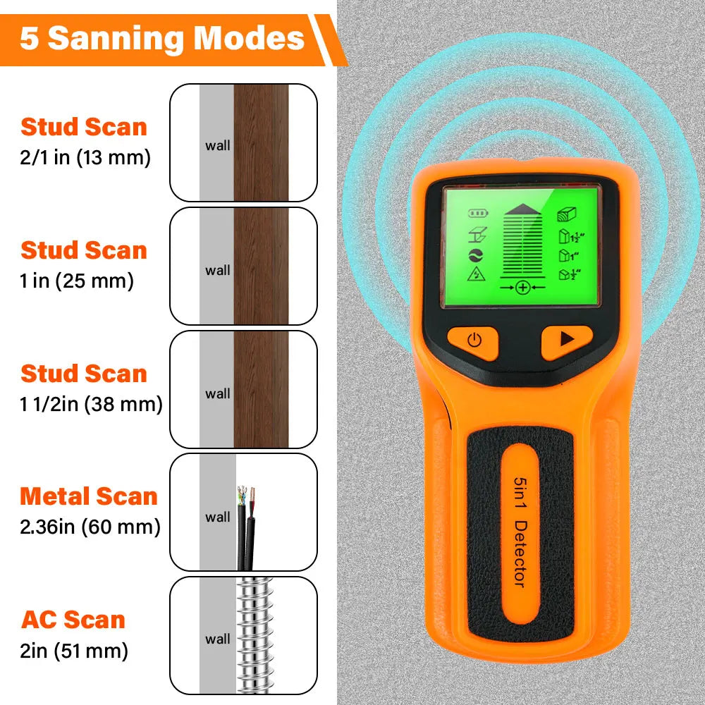 Backlit Five-in-One Wall Stud Finder