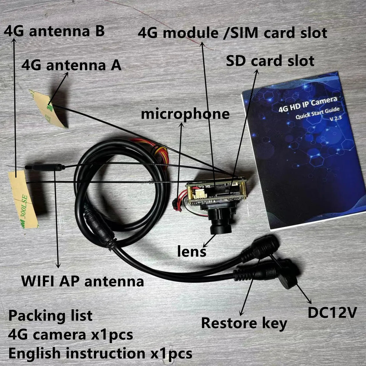 4G SIM-kaart IP-netwerk WiFi 4K 8MP cameramodule