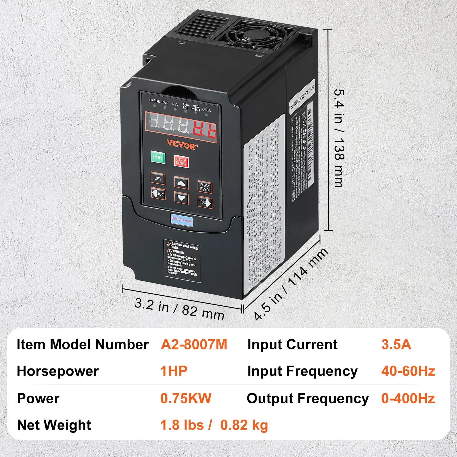 SucceBuy 0.75/7.5KW VFD Frequency Inverter 220V Output Variable Frequency Drive for Spindle Motor CNC Converter Speed Control
