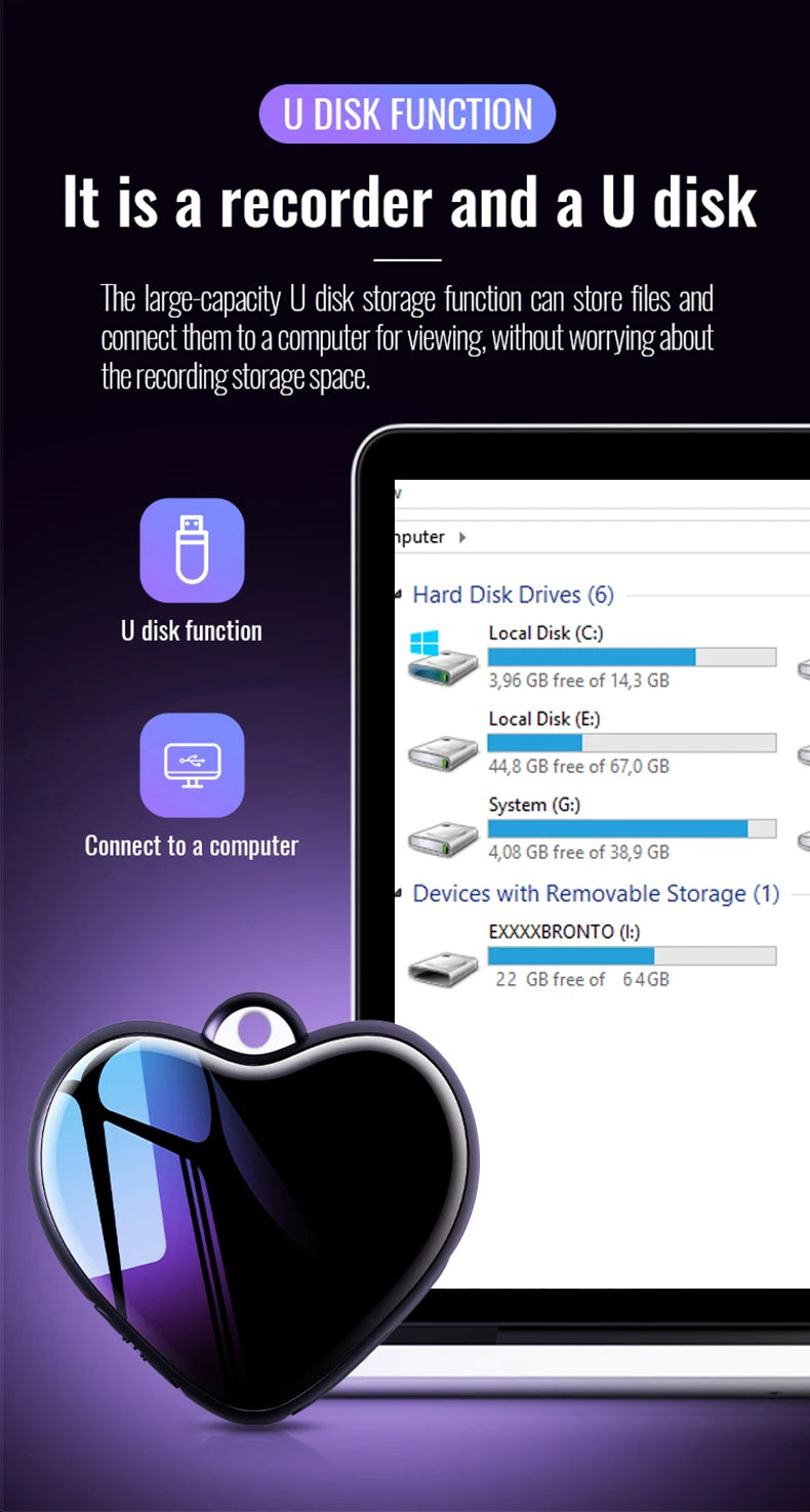 Dictaphone Audio Micro Listen Small Player Recorder Digital  Record Voice Activated  Recording Device Sound Professional 