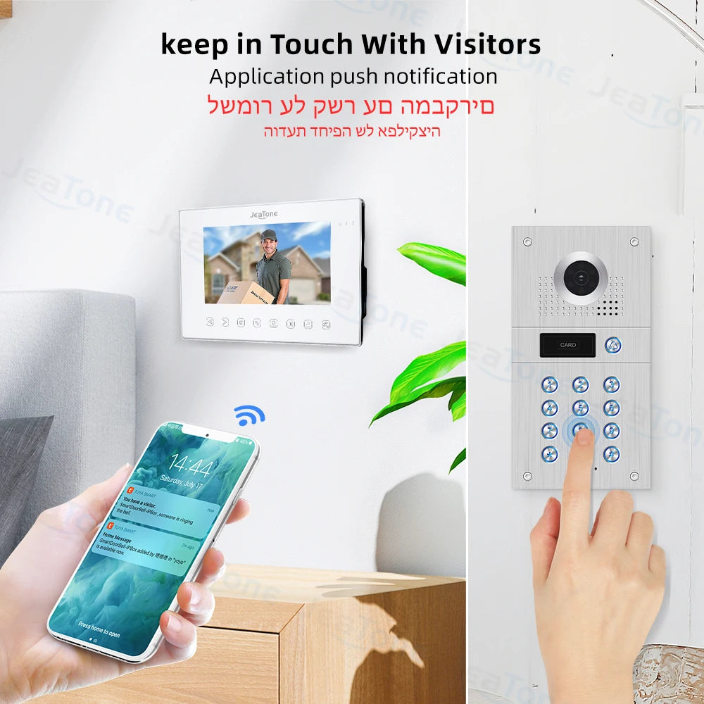 Jeatone 1080P Tuya WiFi Video Intercom RFID Code Keypad Doorbell Cam 7 Inch Home Security Video Door Phone Access Control System Spy-shop.com