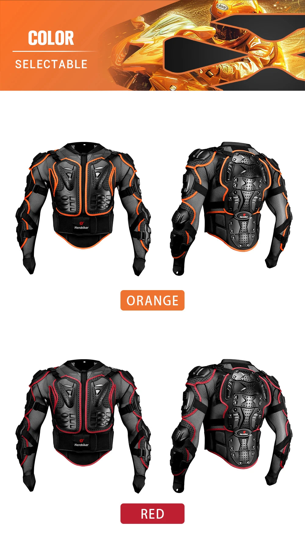 Motorcycle Full Body Armor Jacket with Spine Chest Protection