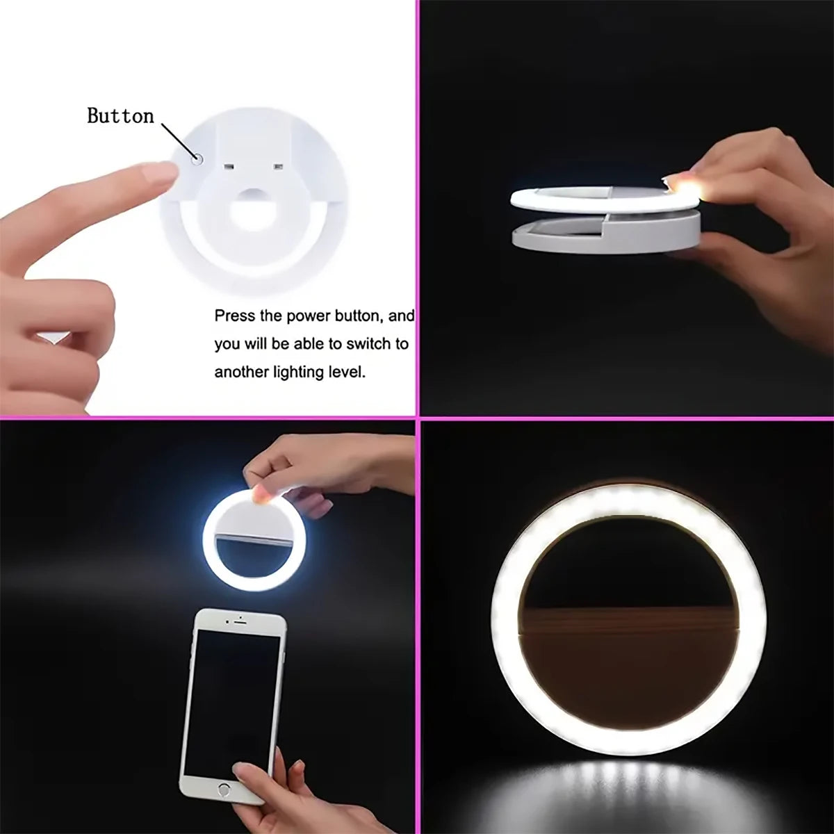Rechargeable Clip-On Selfie Ring Light