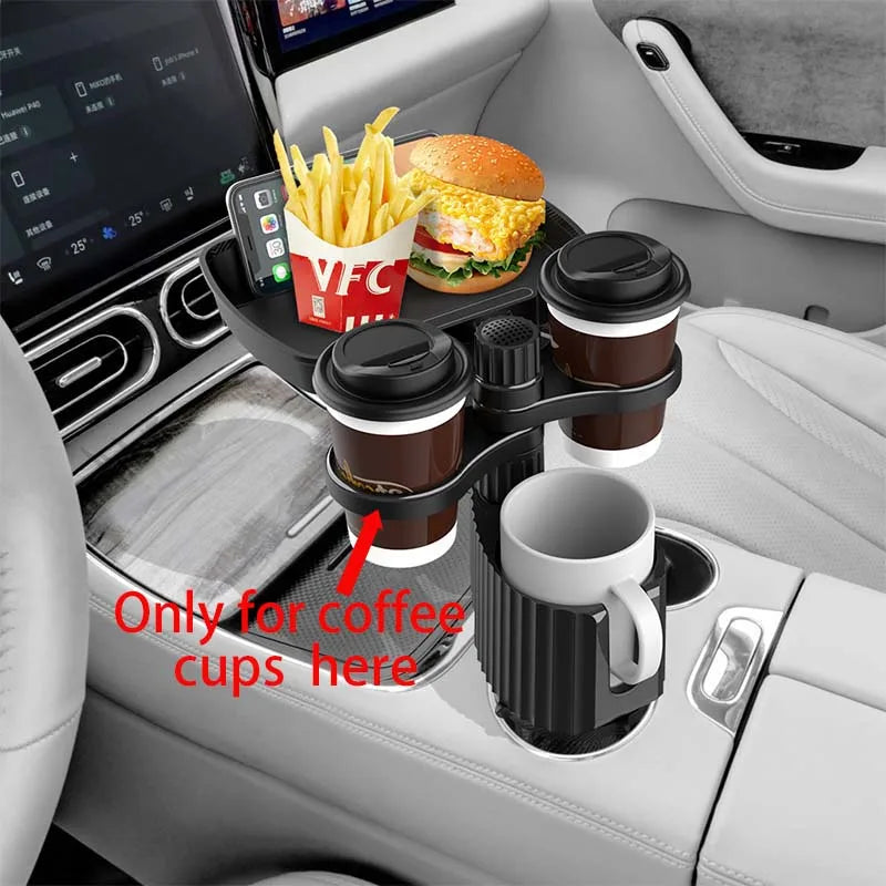 Bandeja Expansora para Porta-Copos de Carro com Bandeja Destacável, Bandejas para Comida no Carro para Comer e Mesa de Bandeja para Porta-Copos de Carro