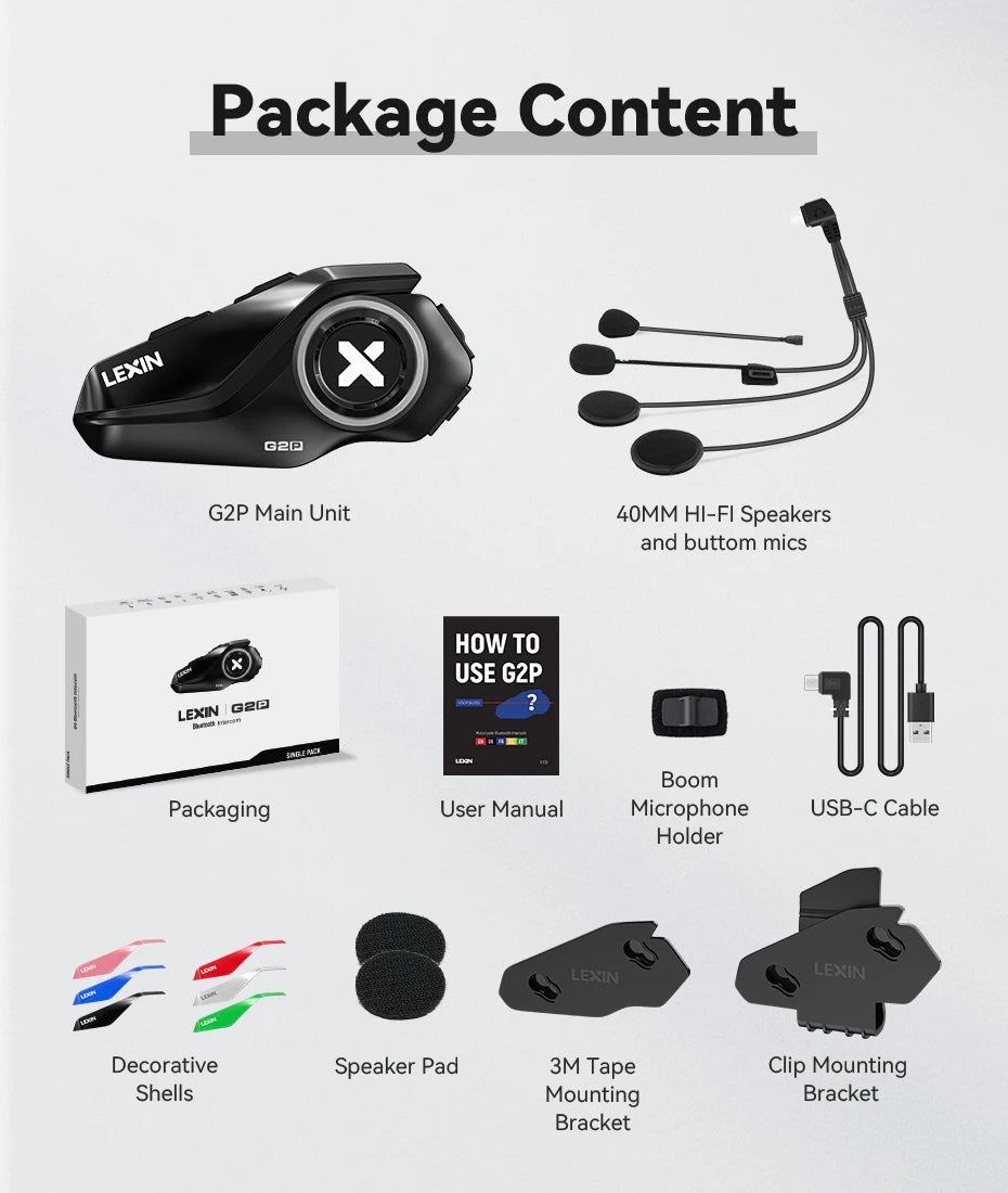 G2P Bluetooth Motorhelm Intercom – 1 of 2 Eenheden