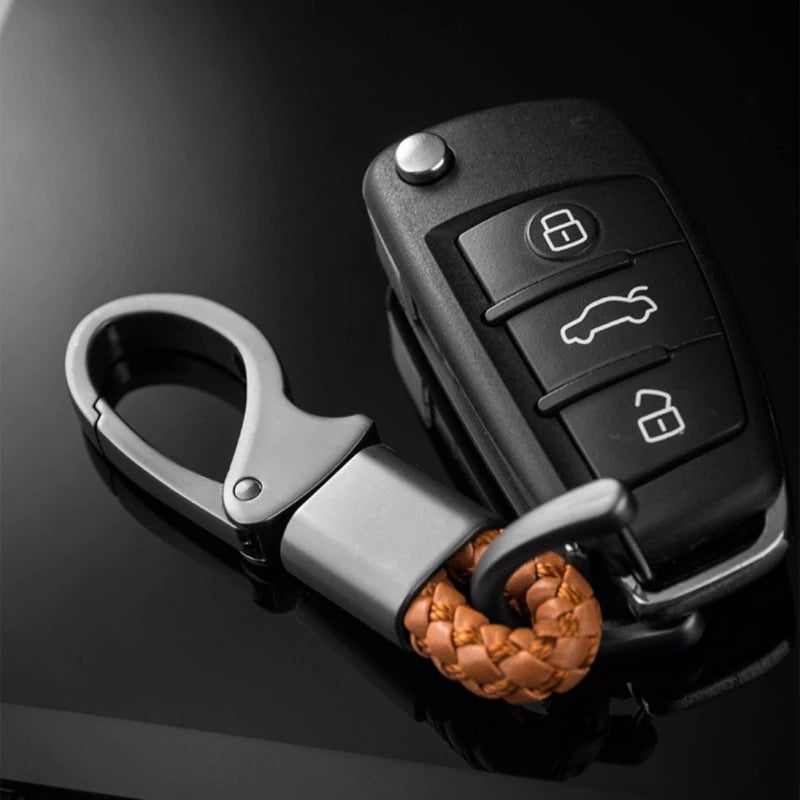 Creative Braided Rope Metal Keychain Durable Key Ring Pendant for Men Personalized Auto Car Key Holder Accessory