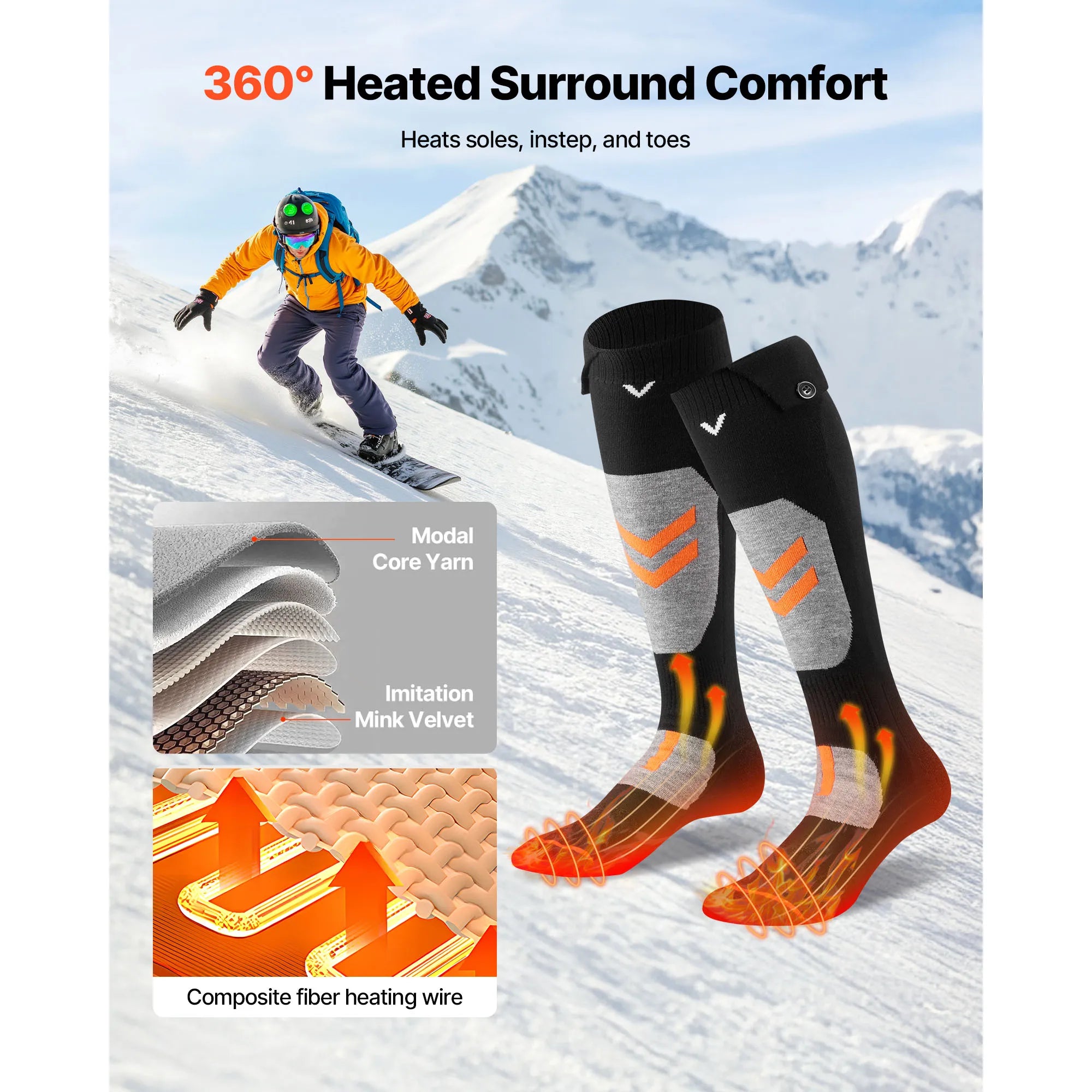 Heated Winter Socks with App Control & 4 Heat Levels for Outdoor Comfort