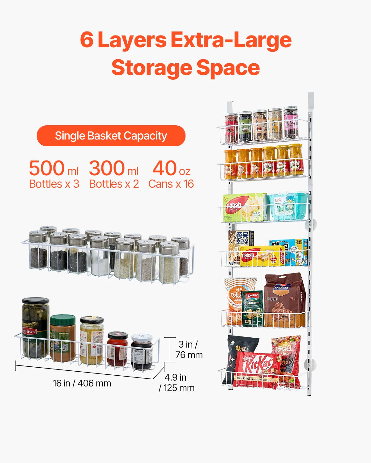 SucceBuy 6/8/9/10 Tier Over the Door Pantry Organizer Heavy-Duty Steel Hanging Spice Rack, Adjustable Wall Seasoning Shelves