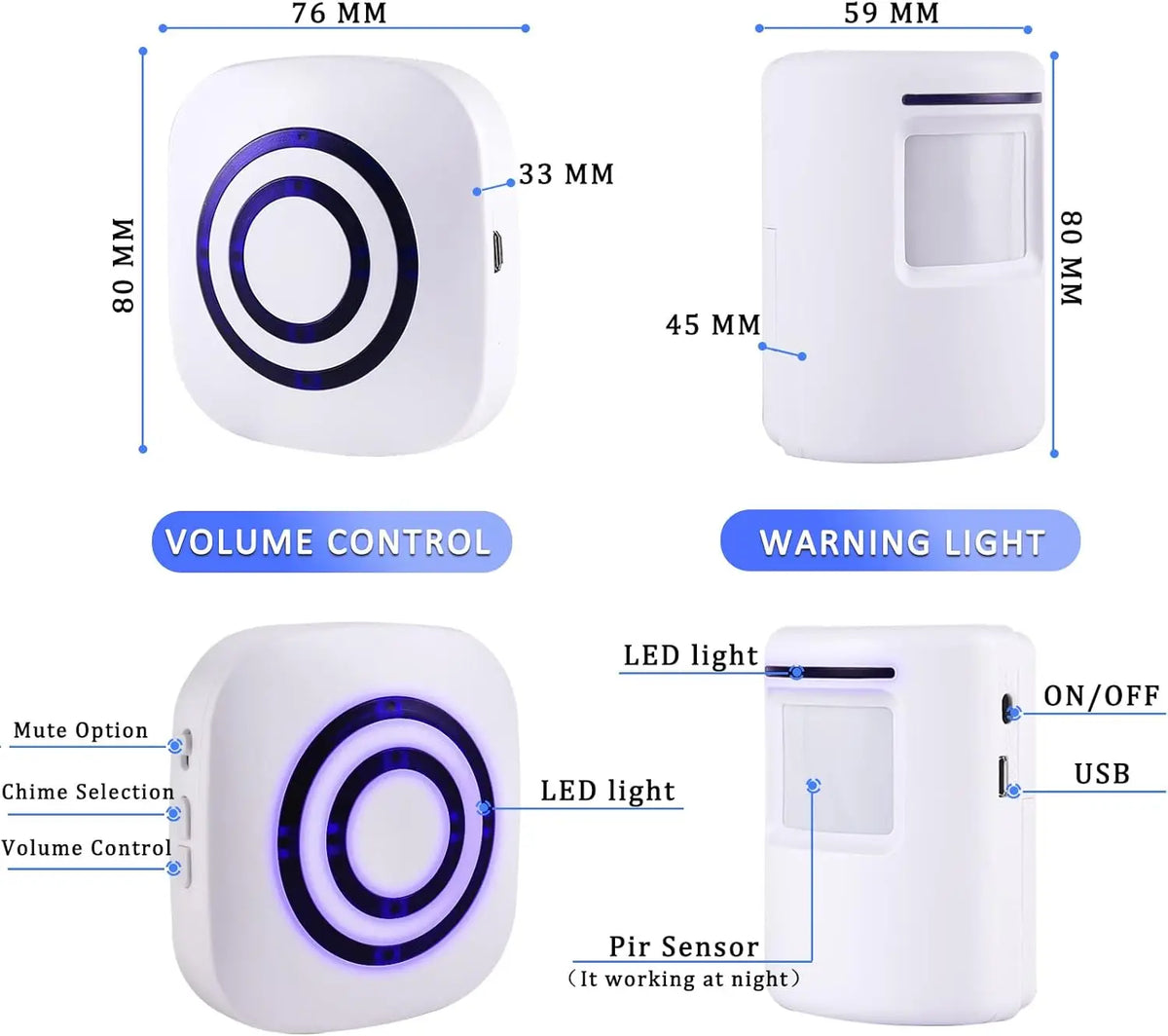 Draadloze Bewegingsindringings Gong Kit