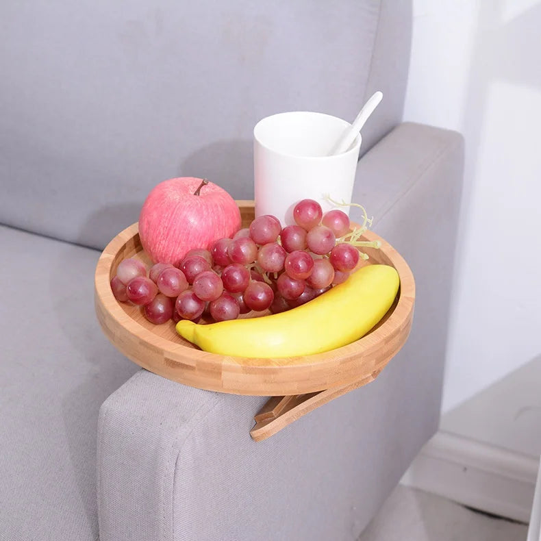 Round Clip-On Sofa Armrest Tray, 25 cm