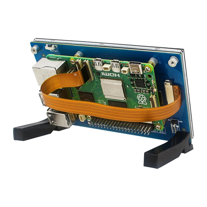 7-palčni zaslon na dotik Raspberry Pi DSI, 800×480, z držalom