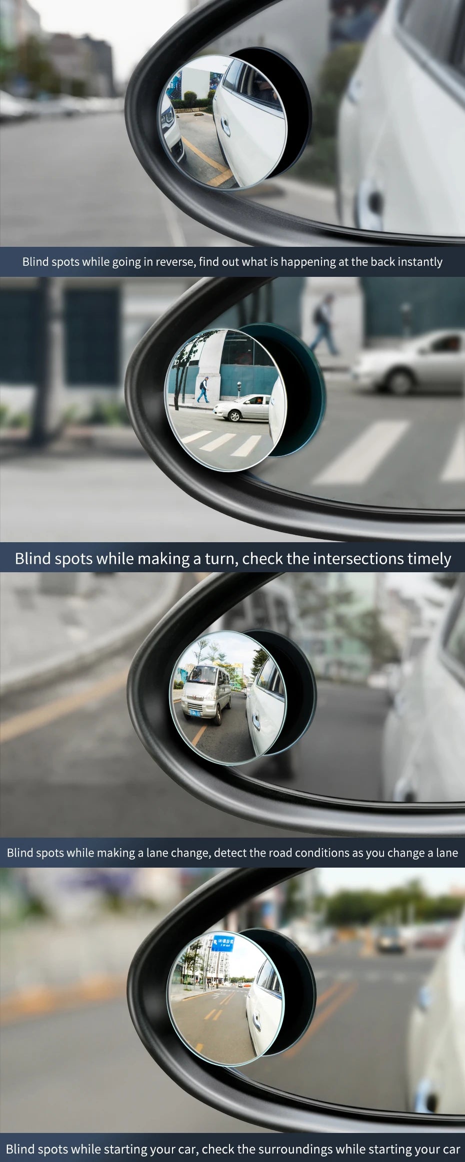 Car Blind Spot Mirror 2pcs 360° Wide Angle HD Convex Glass