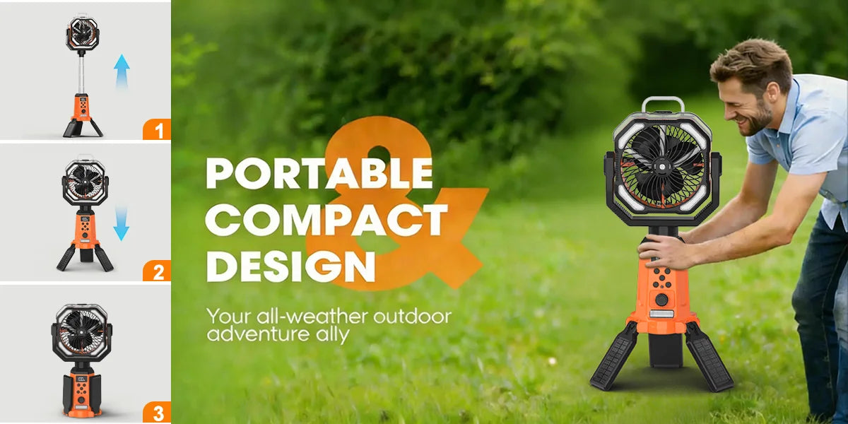 4-in-1 Portable Rechargeable Fan with Spray and Light