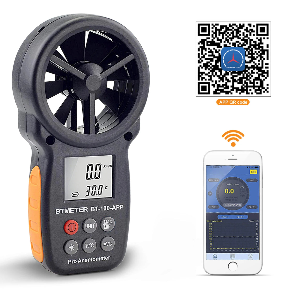 BT-100 Wind Speed and Temperature Meter