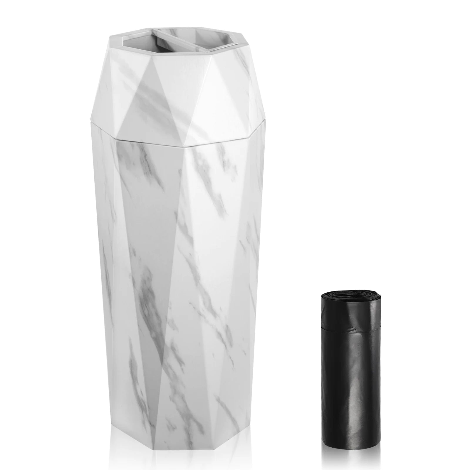 30L Diamond Style Stainless Steel Trash Can with Ashtray Lid