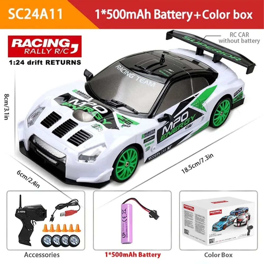1:24 High Speed RC Drift Vehicle Cars Mustang 4WD Remote Control Racing Car Gift Competition Race Car Boys Toy Replaceable Tire 