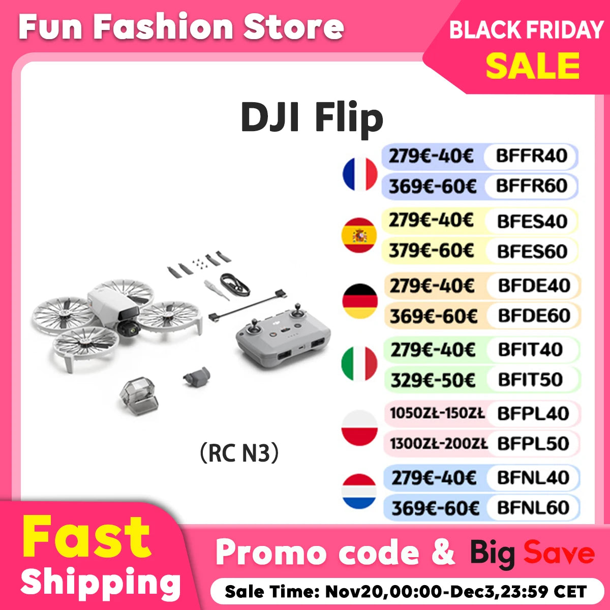 DJI Flip Camera Drone with 4K Stabilized Flight