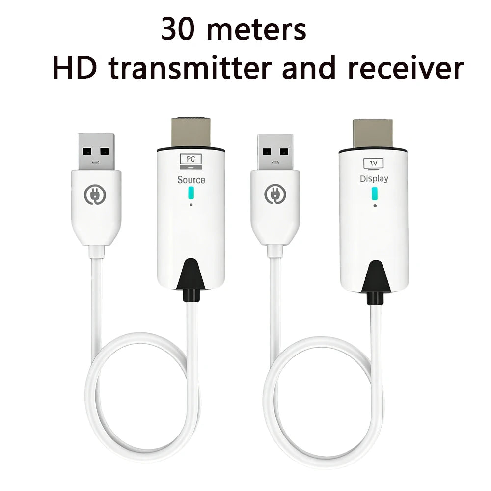 Wireless HD Transmitter and Receiver 1080P 30M Video Extender Dongle Plug & Play USB Adapter for Laptop TV Box Projector Meeting