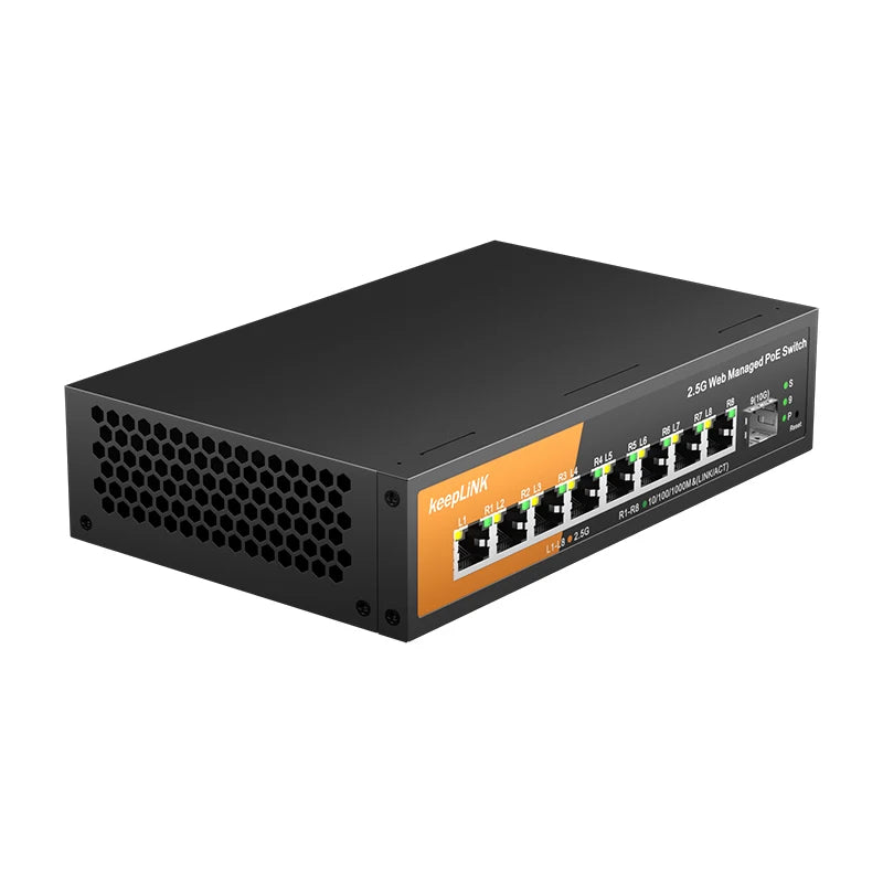 KeepLink 9-Port Multi-Gigabit Managed Switch with 8-2.5Gbps PoE and 1-10Gb SFP+ Uplink 
