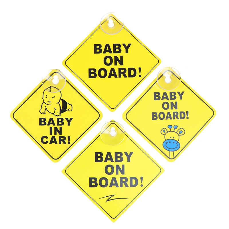 Baby On Board Safety Car Window Sesalna skodelica Rumeni opozorilni znak Dodatek Dodatek za vožnjo Nalepka za avto