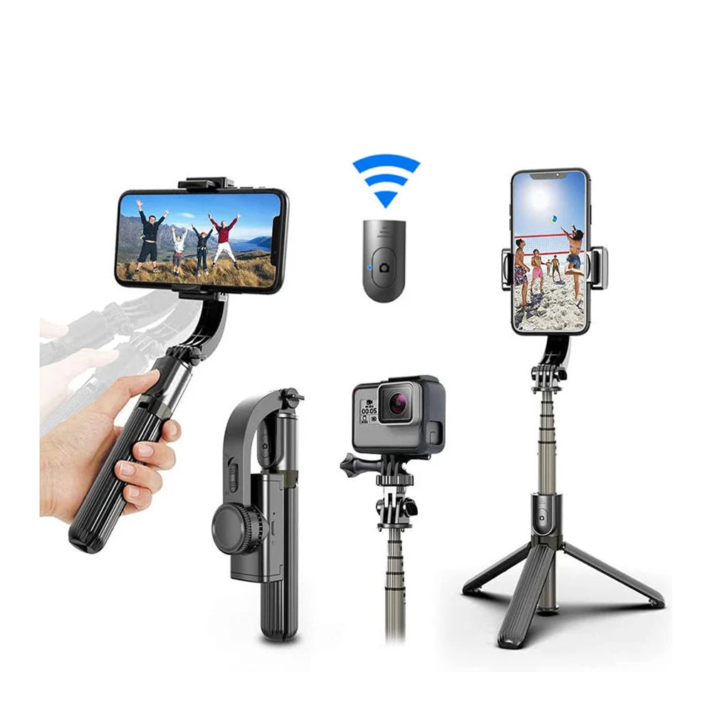 Handheld Gimbal Stabilizer for Smartphone 1-Axis with Selfie Stick Tripod Stand Wireless Bluetooth Remote for iPhone Android 