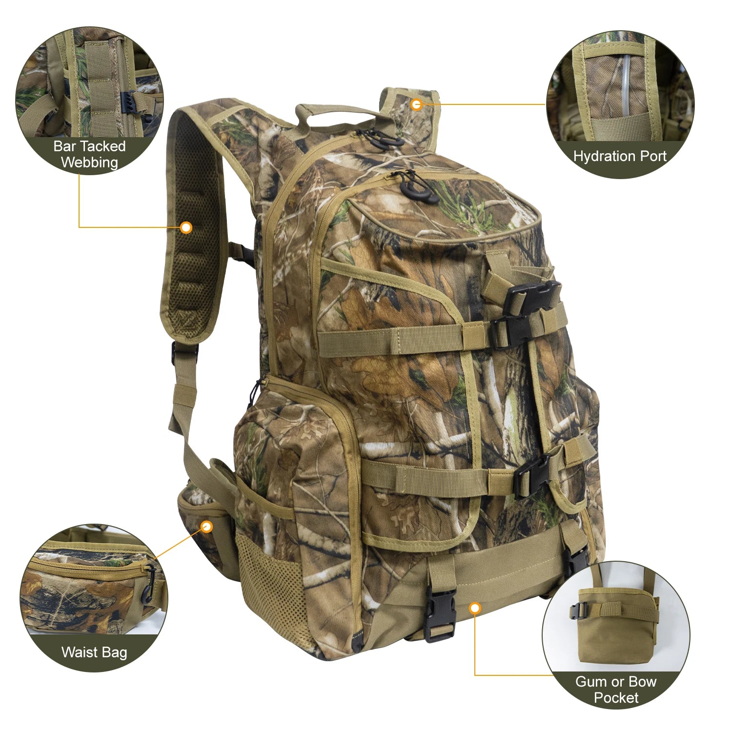 Hunting Backpack with Rifle Holder, 35L Outdoor Carry Pack